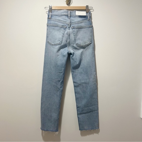 Re/Done 70s Stove Pipe Jeans Size 24 High Rise Mid 90s Color Button Fly Raw Hem - Picture 4 of 16